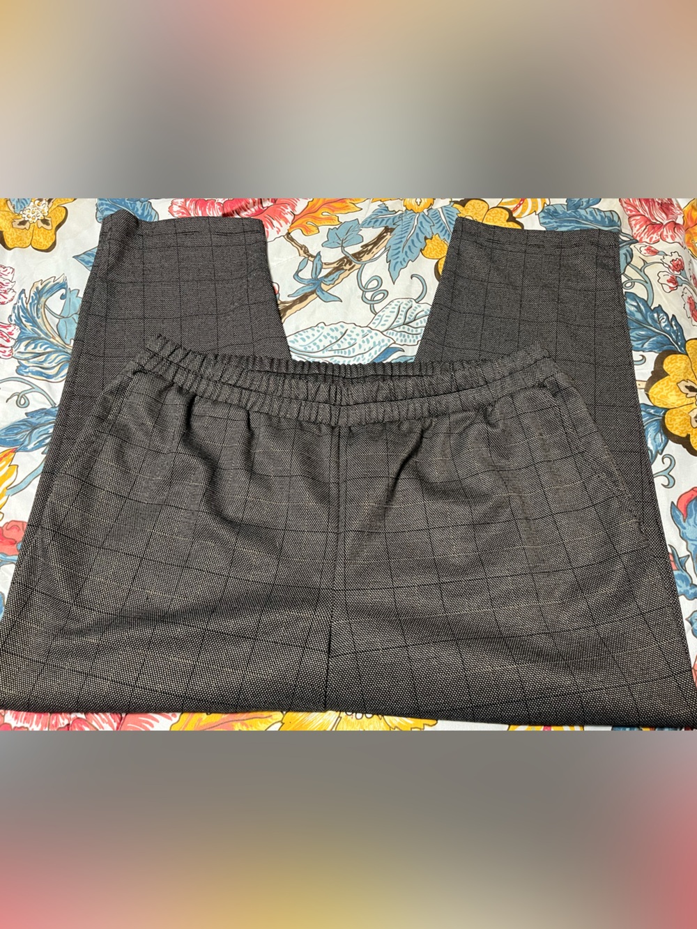 A New Day Women’s Gray Windowpane Elastic Waist Dress Pants
